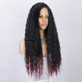 Ins Hot Long Jerry Curl Black Heat Resistant Fiber Middle Part Natural Hairline  Wigs