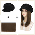 Synthetic 19.5-Inch Newsboy Cap Wig Suitable For Daily Use