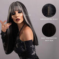 Long Straight Hair Bangs Fog Gray Gradient Wig Suitable For Party Use