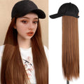 Wigyy Black Baseball Cap with  Straight Hair Wig