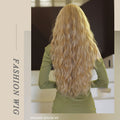 Golden Medium Part Long Curly Hair Female Water Ripple Fluffy Natural Wig