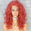Bright Red Color Curly No-Tangle Glueless Women Party Daily Makeup Cosplay Party Women Fashion Synthetic Lace Front Wigs