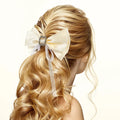 Wigyy 2pcs Large Bow Hair Clip Rhinestone Barrette Bowknot Clip Long Ribbon Vintage Hair Accessories