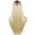 Long Straight Hair Synthetic Front Lace Wig Medium Parting Hairstyle