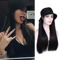 Wigyy Black Bucket Hat with Straight Hair Wig