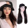 Wigyy Black Bucket Hat with Straight Hair Wig