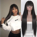 Brown Long Straight Wig Natural Middle Point Heat Resistant Mini Lace Front Wigs