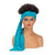 Hot Sexy Kinky Black Curly Wig with Long Water Blue Headband