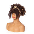 Hot Sexy Kinky Curly Mixed Brown Wigs with Leopard Headband