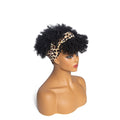 Hot Sexy Kinky Black Bang Wig with Cross Leopard Headband