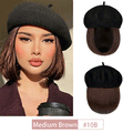 Wigyy Bob Hat Wig 9.5 Inch Straight Short Synthetic Bobo wigs Hat with hair Natural balck French Wool Artist Attached