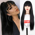 Long Straight Wig with Bangs for Women