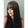 Women's Gradient Color Long Straight Hair Air Bangs Wig For Daily Use
