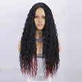 Ins Hot Long Jerry Curl Black Heat Resistant Fiber Middle Part Natural Hairline  Wigs