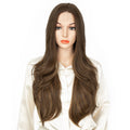 Ins Hot Long Layered Wig Black Middle Part Wavy Wigs