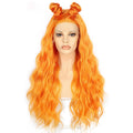 Orange Lace Front Wig Body Wave Long Wavy Curly Synthetic Wigs 150% Density Natural Hairline Hair Replacement Hair Wig for Women 24 inches