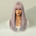 Women's Long Straight Hair Pick Dye Rose Pink Purple Suitable For Parties