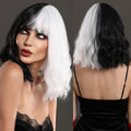 Black And White Wave Short Small Volume Wig Suitable For Party Use