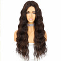 Women's Medium Parted Long Curly Hair Gradient Brown Front Lace Wig For Daily Use