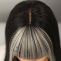 Long Straight Hair Bangs Fog Gray Gradient Wig Suitable For Party Use