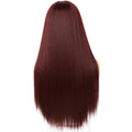 Long Straight 26inches Red Color Headband Wig for Women Daily Wedding Party