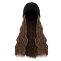 Knit Beanie Hat Wig with Long Wave Hair Extension For Women