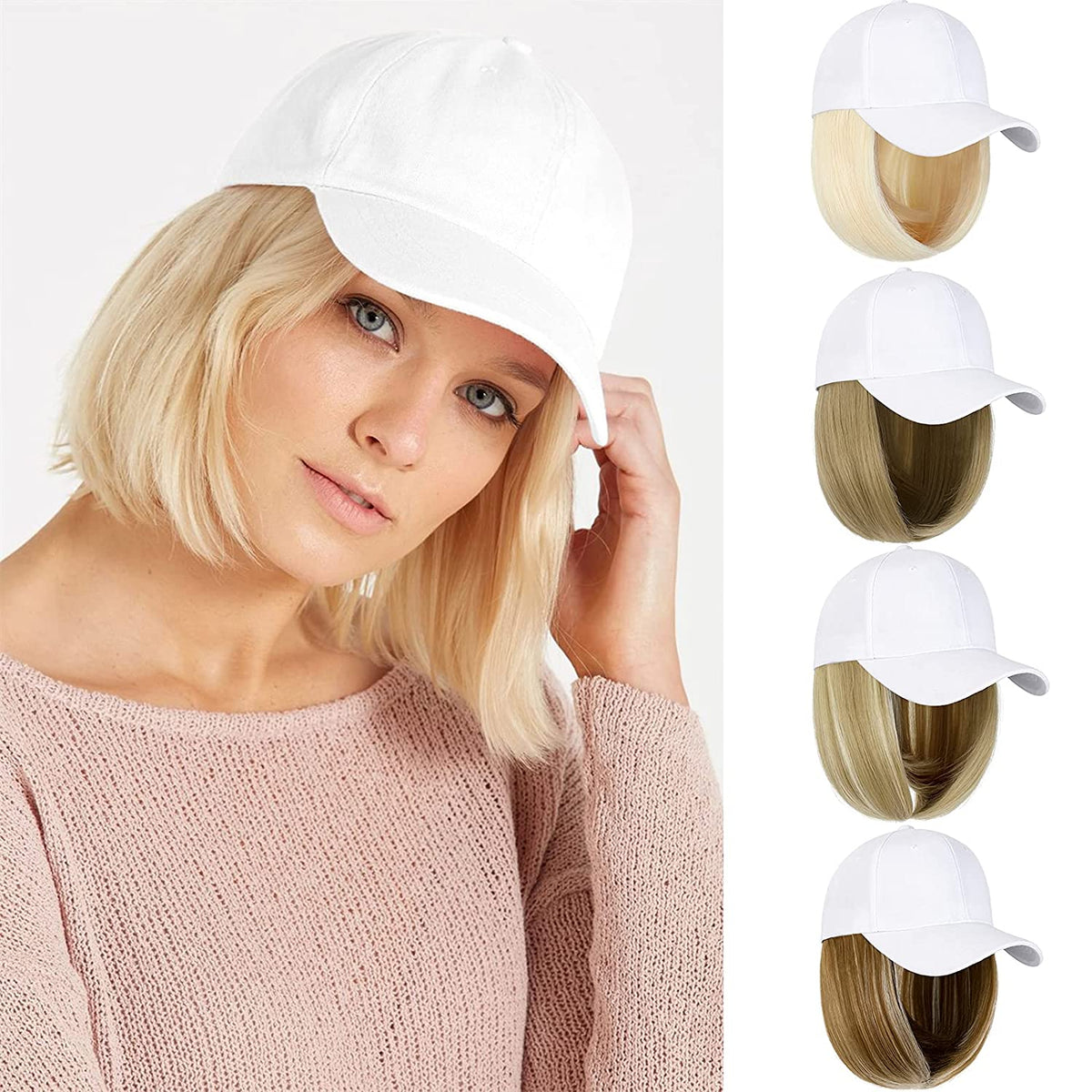 Ins Hot Baseball Cap with 14'' Hair Extensions Adjustable Wig Wigyy