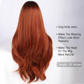 Ins Hot Long Straight Red Brown Dark Root Natural Wavy Wig for Women
