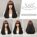 Women's Gradient Color Long Straight Hair Air Bangs Wig For Daily Use