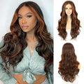 Women's Long Curly Hair In The Middle Part Of The Big Wave Of Gray And Gold Mixed Color Pick Dye Wig