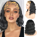 14 Inch Short  Wave Headband Wave Wigs  Turban Wigs