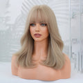 Long Curly Hair Air Bangs Milk Tea Blonde Wig Suitable For Party Use