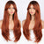 Ins Hot Long Straight Red Brown Dark Root Natural Wavy Wig for Women