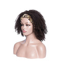 Natural Dark Brown Afro Curly  Wig with Scarf