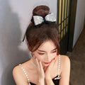 Elegant Bow Ribbon Scrunchies Fashion Ladies Simple Shiny Crystal Bow