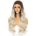 Long Wavy Middle Part Hair Ombre Brown Blonde Red Wigs