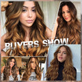 Ins Hot Brown Mixed Blonde Long Wavy Mini Lace Front Wigs