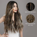 Ins Hot Brown Pick Dye Beige Wavy Long Curly Hair Heat-Resistant Wig