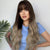 Long Curly Hair Air Bangs Gradient Beige Brown Big Wave Wig For Daily Use