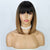 Ins Hot Short Bob Wig With Bangs Ombre Black Brown Straight Wigs