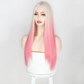 Ins Hot Ombre Blue Off-white with Bangs Natural Wave Pinup Wig