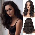 Short Wavy Dark Brown Synthetic Wig for Women Middle Part Wig