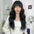 Ins Hot Long Black Wig Wavy Wigs with Bangs