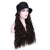 Wigyy 24inch Black Bucket Hat with Wave Hair Cap Wig
